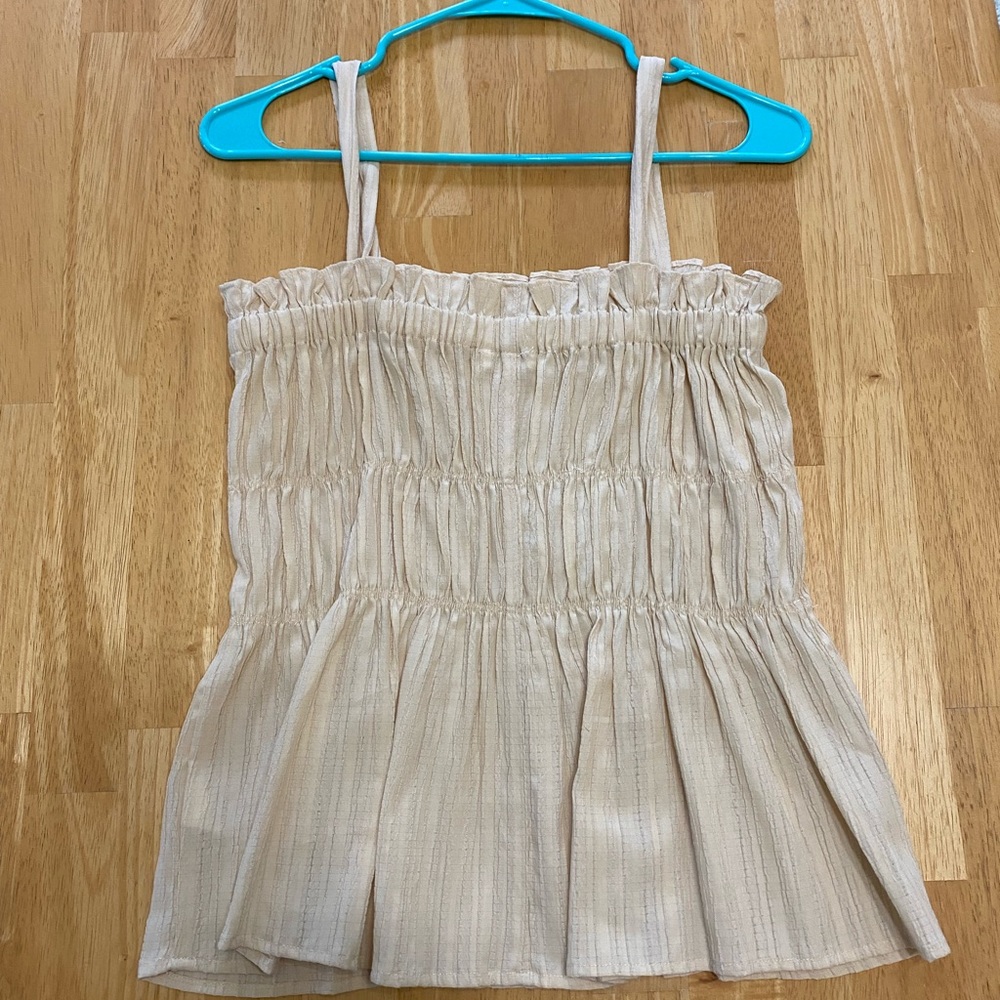 Ruffled Cream Tank Top